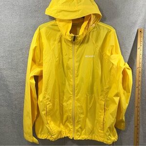 Columbia Switchback Hooded Rain Jacket Plus Size 2X WW0127 Yellow Windbreaker